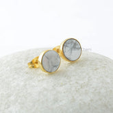 White Howlite Stud Earring - Gemstone Studs - Sterling Silver - 9mm Round -Jewelry Manufacturer - Jewelry For Teacher - Gift For Young Lady